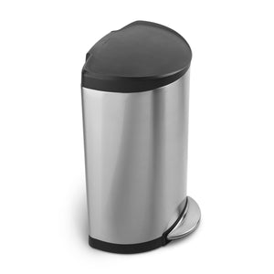 simplehuman 40 litre semi-round step can with plastic lid, brushed stainless steel