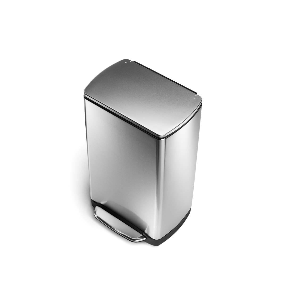 simplehuman 38 litre wide-step rectangular can, fingerprint-proof brushed stainless steel