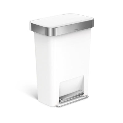 45L Plastic Rectangular Step CanWhite