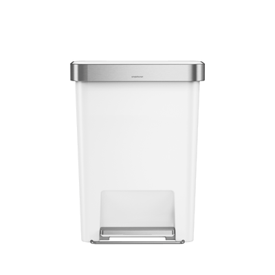 45L Plastic Rectangular Step CanWhite