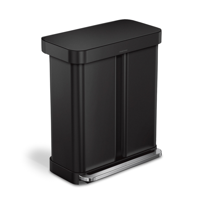 58L Dual Compartment Rectangular Step Can with Liner Pocket
