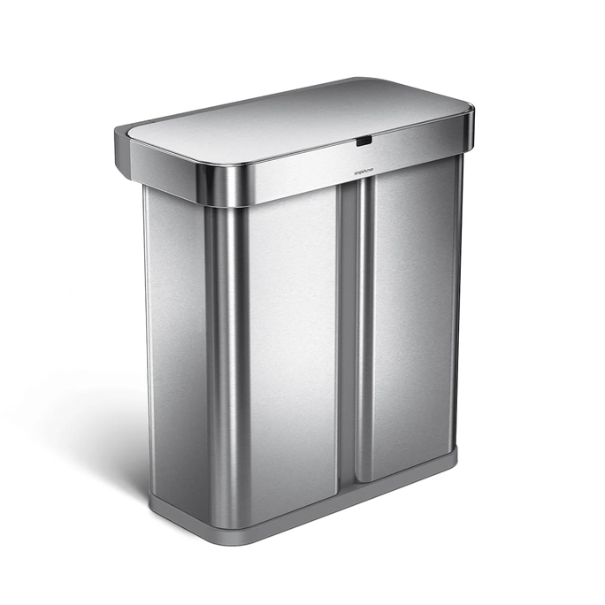 58L Dual Compartment Rectangular Sensor Can with Voice and Motion Control