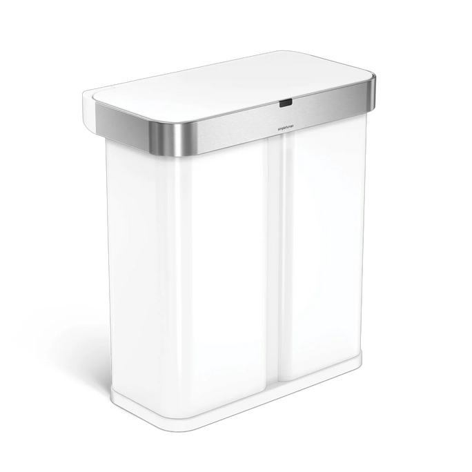 58L Dual Compartment Rectangular Sensor Can with Voice and Motion Control