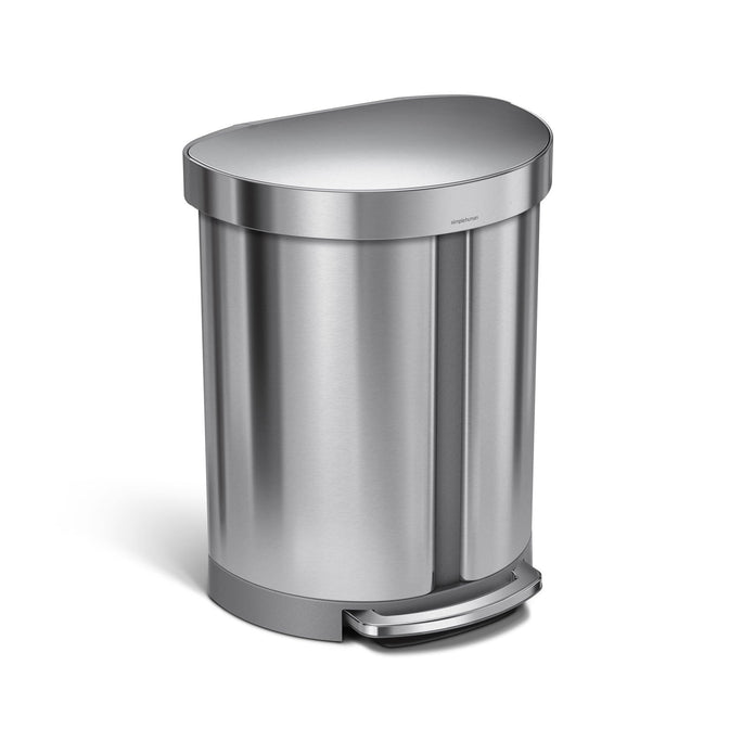 55L Dual Compartment Semi-Round Step Can with Liner Rim