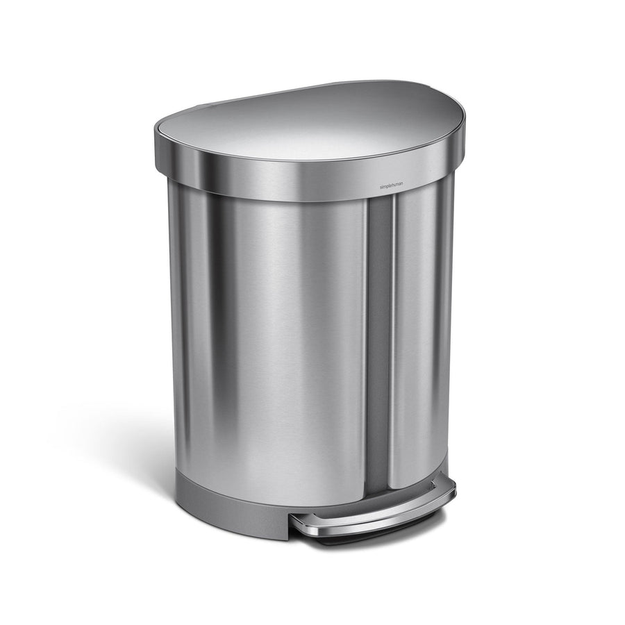 55L Dual Compartment Semi-Round Step Can with Liner Rim