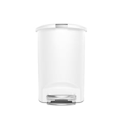 50L semi-round plastic step trash can - white - front view image