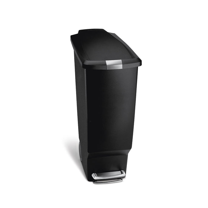 40L slim plastic step can - black - front view main image