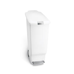 40L slim plastic step can - white - front view main image