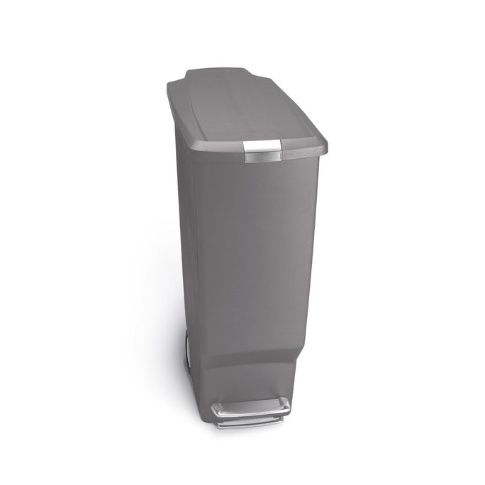 40L slim plastic step can - grey - front view main image