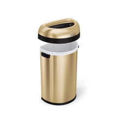 60L semi-round open can - brass stainless steel - exploded lid image