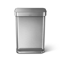 55L rectangular step can with liner pocket - brushed finish - front view