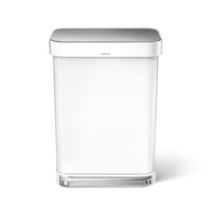 55L rectangular step can with liner pocket - white finish - front view image