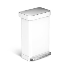 45L rectangular step can with liner pocket - white finish - main image