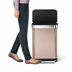 55L rectangular step can with liner pocket - rose gold finish - lifestyle