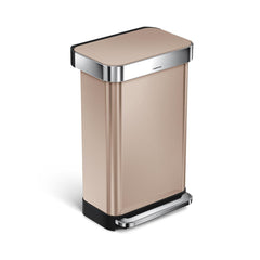 45L rectangular step can with liner pocket - rose gold finish - main image