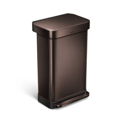 45L rectangular step can with liner pocket - dark bronze finish - main image