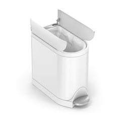 10L butterfly step can - white finish - lid open