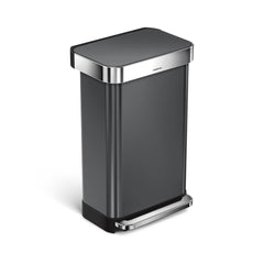 45L rectangular step can with liner pocket - black finish - main image