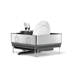 compact steel frame dishrack - 3/4 view with dishes image